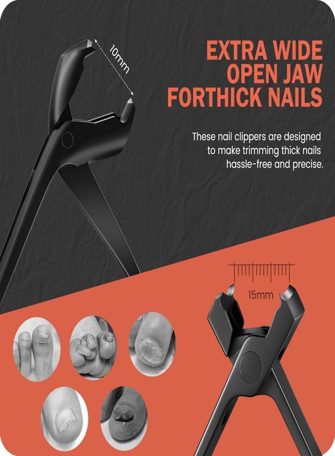 BEZOX Toe Nail Clipper for Thick Nails for Seniors, Nails Clipper Set for Comfort Nail Trimming, Precision Fingernail Clippers - Black - Image 3